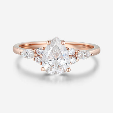 1.25 Carat Pear cut Moissanite Cluster Engagement ring