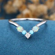 Opal | Turquoise | Moissanite Wedding Band Ring