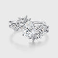 Nature Inspired Pear cut Moissanite Side Stone Bridal Set