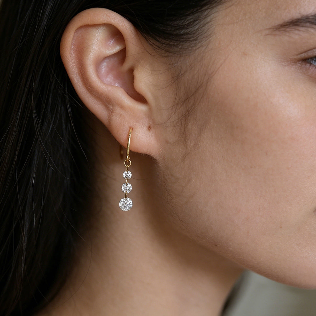 Round Lab grown Diamonds Hoop Earrings Set