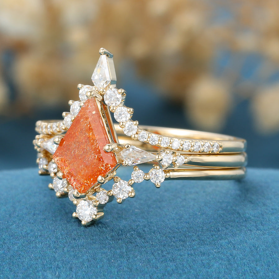 Kite Cut Sunstone Wedding Bridal Set