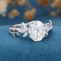 2.5-3.0Carat Natural Moissanite Oval cut cluster Engagement Ring