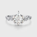 Nature Inspired Solid Gold Kite cut Moissanite Leaf Engagement Ring