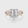 1.0CT~5.0CT Emerald cut Lab grown Diamond Cluster Engagement Ring Set