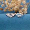 Pear cut Gray Moissanite Cluster Engagement ring Bridal Set 