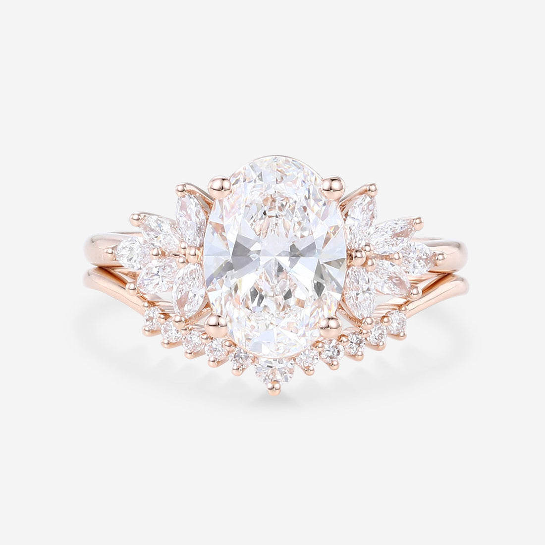 Nature Inspired 1.8Carat Oval cut Lab grown diamond Bridal Set