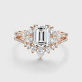 1.0CT~5.0CT Emerald cut Lab grown Diamond Cluster Engagement Ring Set