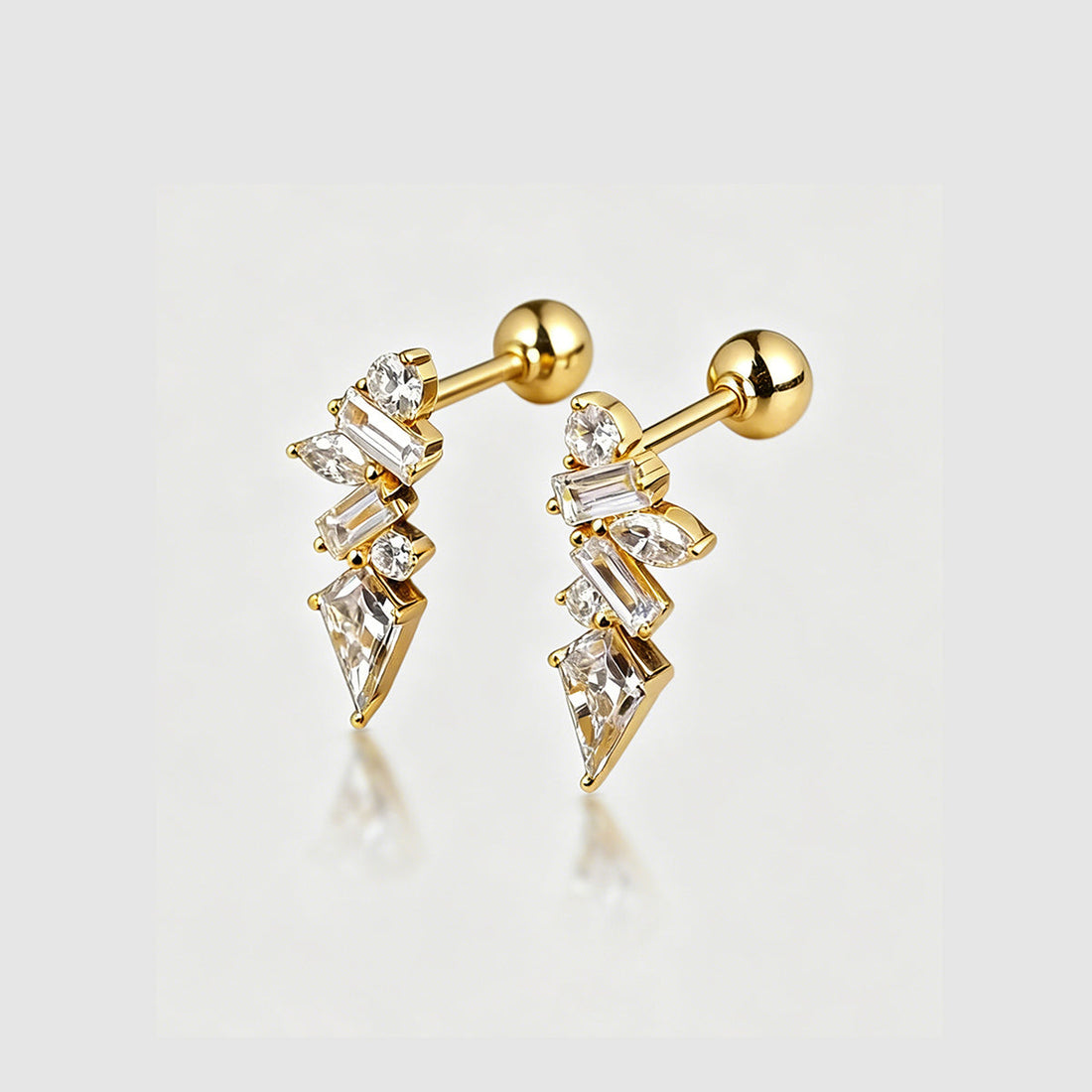 Multi Shape Lab grown Diamonds Antique Cluster Drop Earrings Set