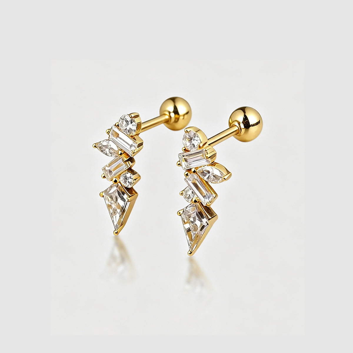 Multi Shape Lab grown Diamonds Antique Cluster Drop Earrings Set