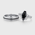 Coffin cut Black Onyx Solid Gold Couples Ring Set