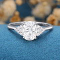 1.5 Carat Vintage Oval cut Moissanite Cluster Engagement Ring