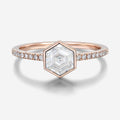 Bezel setting Hexagon cut Moissanite Half Eternity Gold Engagement Ring