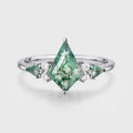 Kite cut Moss Agate Solid Gold Engagement Ring