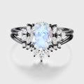 Oval cut Moonstone | Moissanite Cluster Engagement Bridal Set