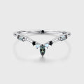 Lab Alexandrite+Moonstone Curved Wedding Band Matching Engagement ring
