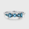 London Blue Topaz Matching Moissanite | Diamond Half Eternity Wedding Band