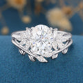 Oval cut Moissanite Engagement ring Bridal Set