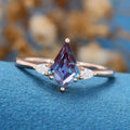 Kite Cut Alexandrite Engagement Ring 