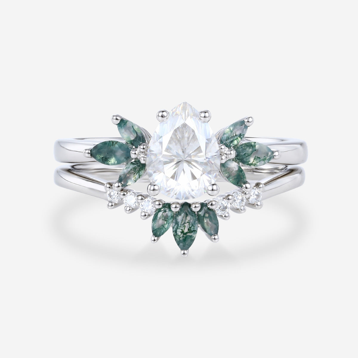 1.2Carat Oval cut Moissanite Engagement ring Bridal Set (Copy)