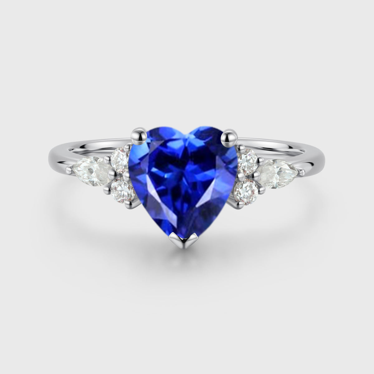 Heart cut Lab Sapphire Engagement ring