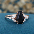 Coffin cut Black Onyx Solid Gold Engagement Ring