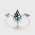 Kite Cut Lab Alexandrite Engagement Ring