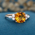 Square cut Citrine Solid Gold Engagement Ring