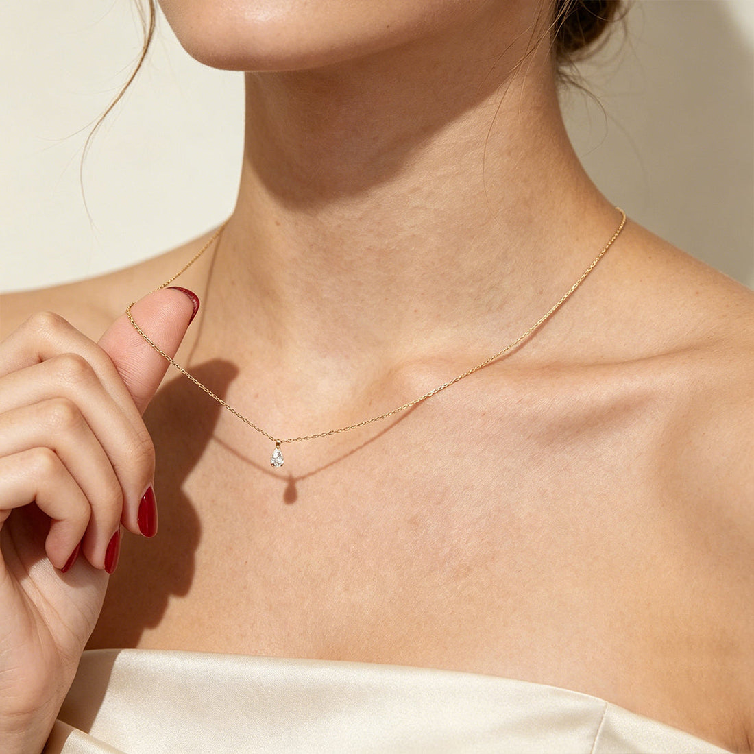 1.0Carat Pear Cut Lab grown diamond Pendant Necklace