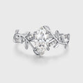 Nature Inspired Marquise cut Moissanite Leaf Gold Engagement Ring