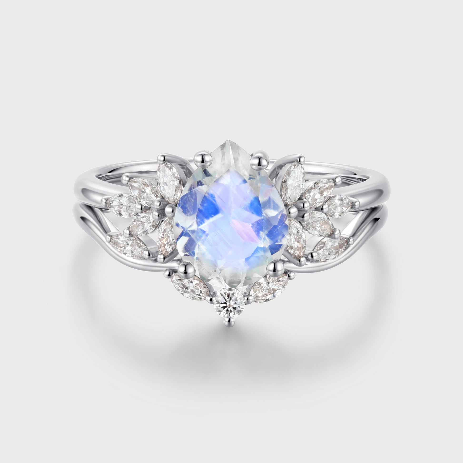 Pear cut Moonstone Wedding Bridal Set