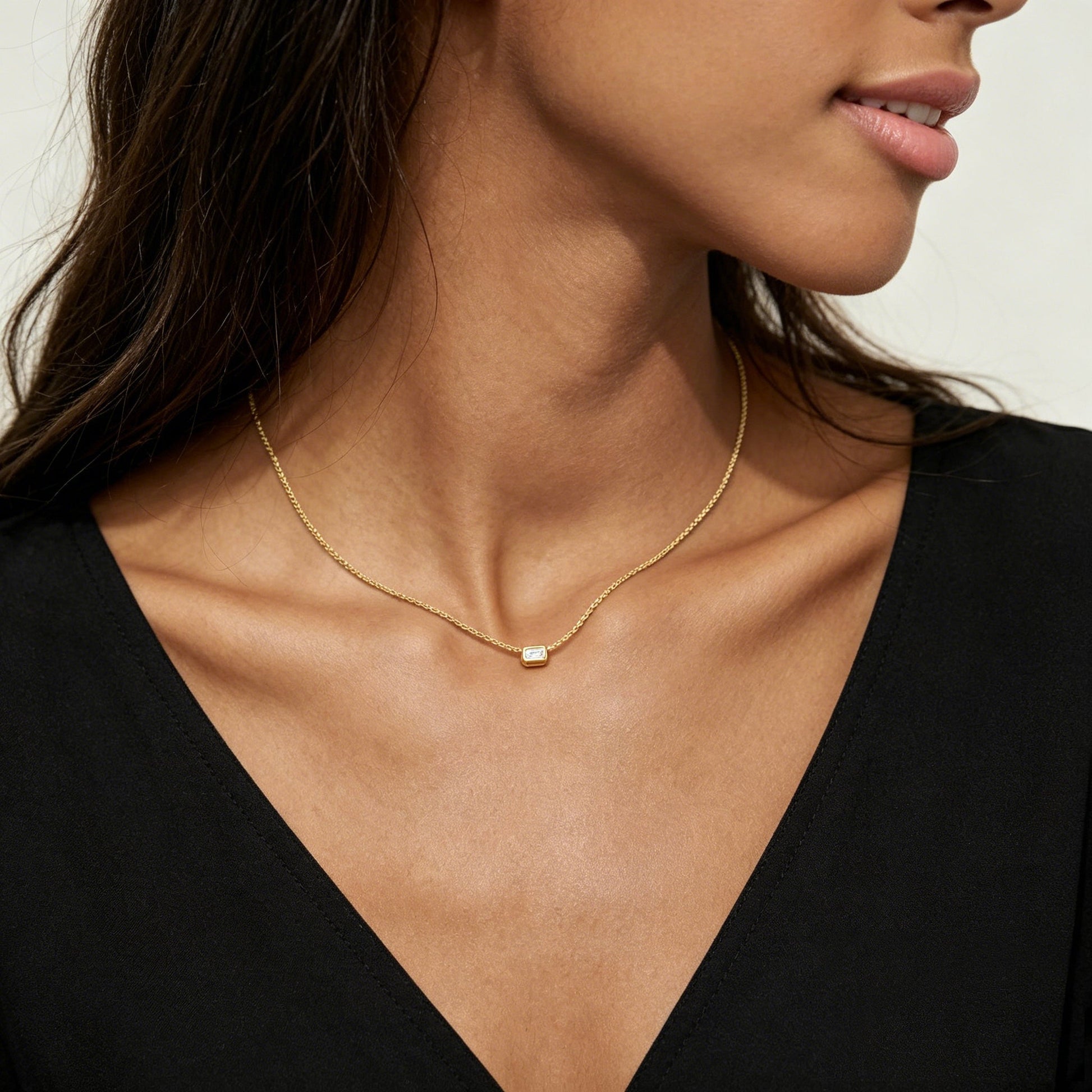 1.0 Carat Emerald Cut Lab grown diamond Pendant Necklace