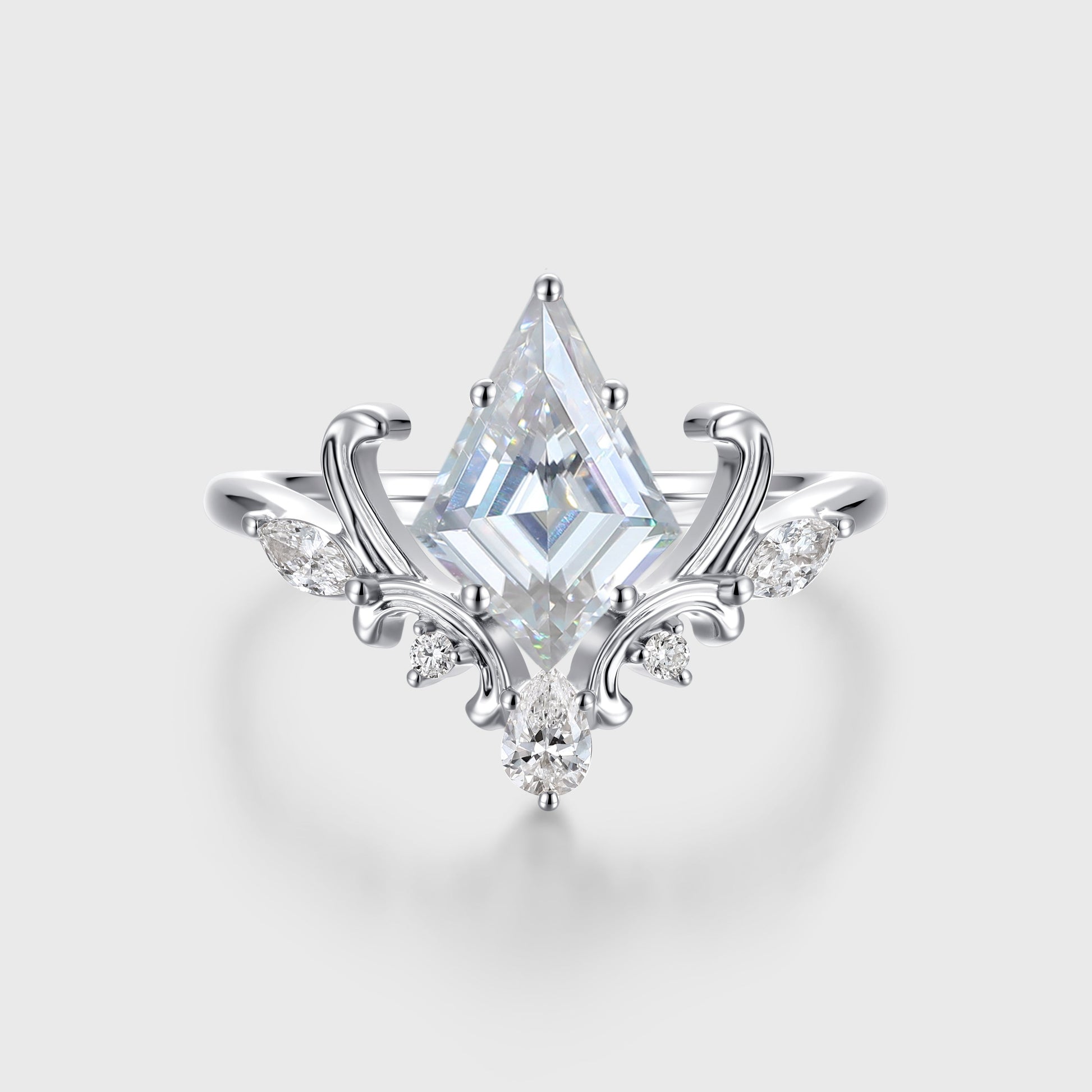 Kite Cut Moissanite Rose Gold Engagement Ring