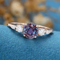 Round Cut Alexandrite Engagement Ring 