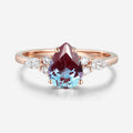 Pear cut Lab Alexandrite Engagement ring for Women