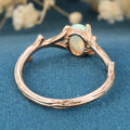 Nature Inspired Oval cut Opal Leaf Engagement Ring