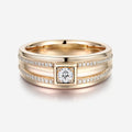 Round Cut Moissanite Statement Ring • Mens Wedding Band
