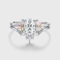 Oval Cut Moissanite+Opal Rose Gold Wedding Bridal set