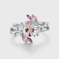 Inspired Pear cut Morganite Solid Gold Wedding Bridal Set