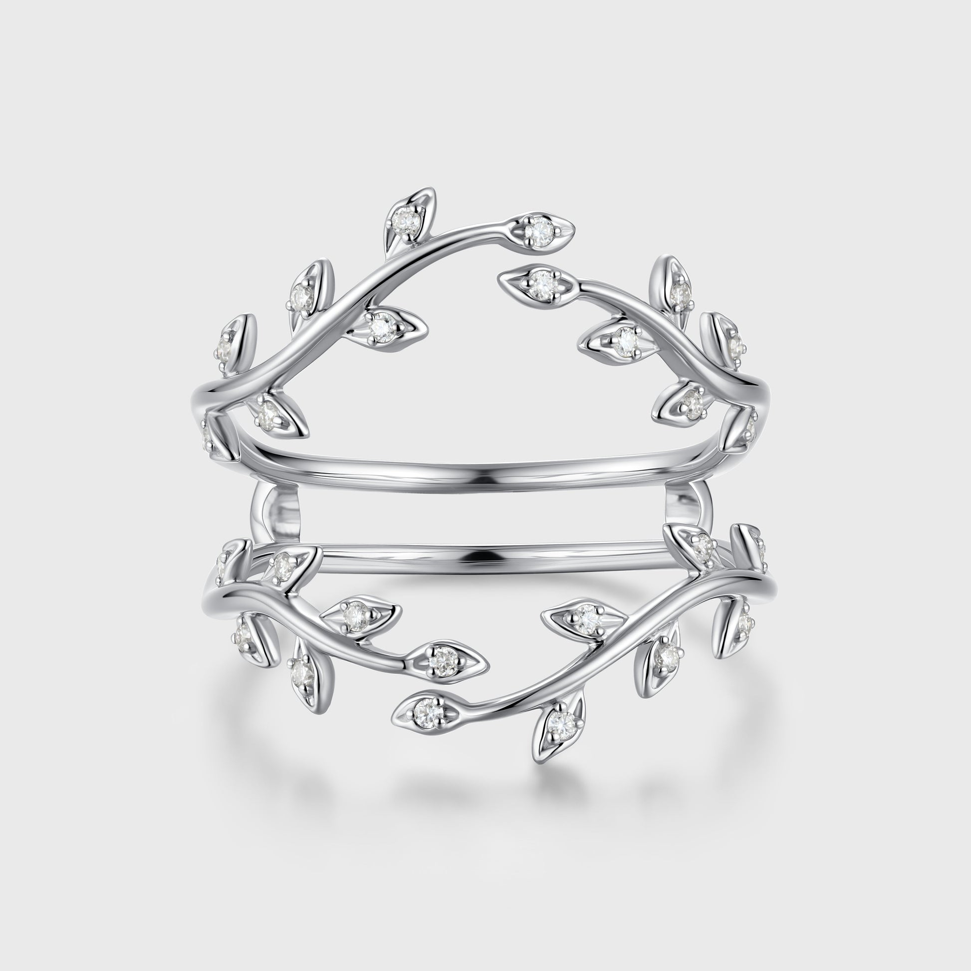 Nature Inspired moissanite | Diamonds Leaf branch stacking Gold wedding ring