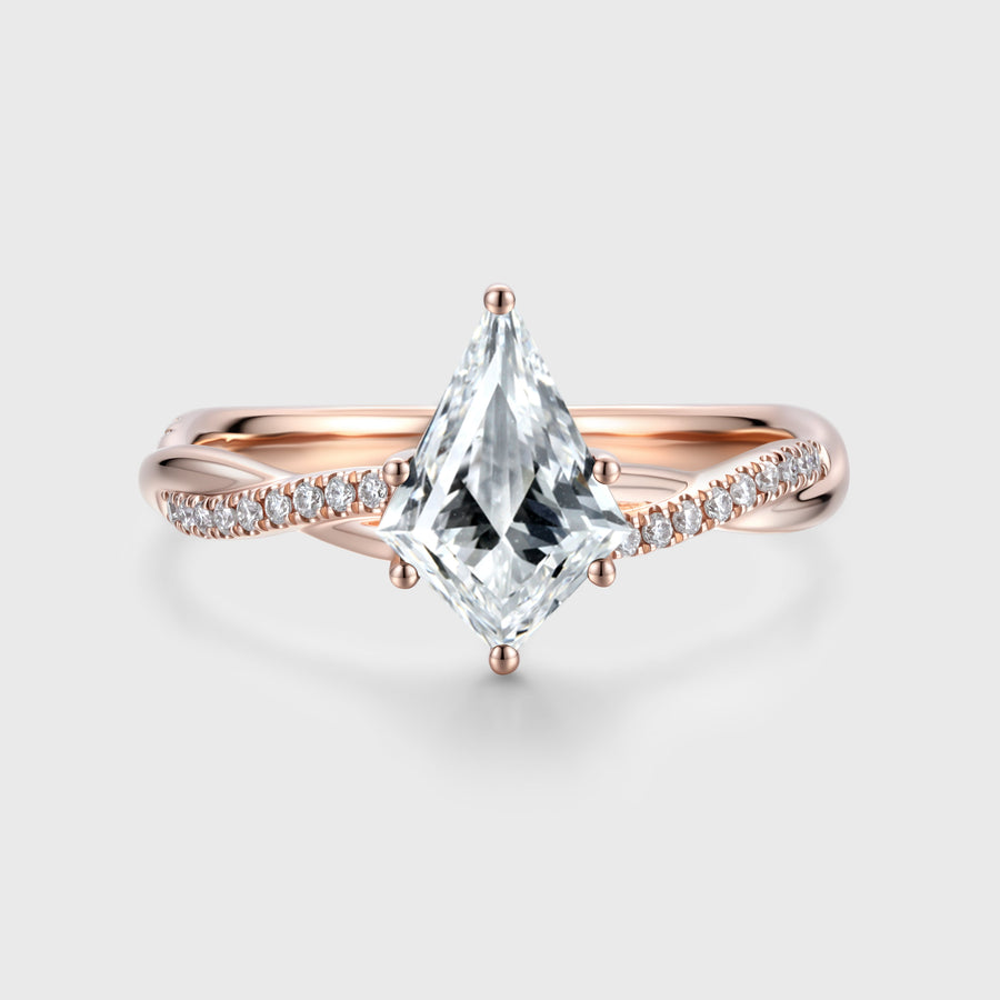 1.0CT~3.0CT Kite Cut Lab grown Diamond Luxury Pave Engagement Ring
