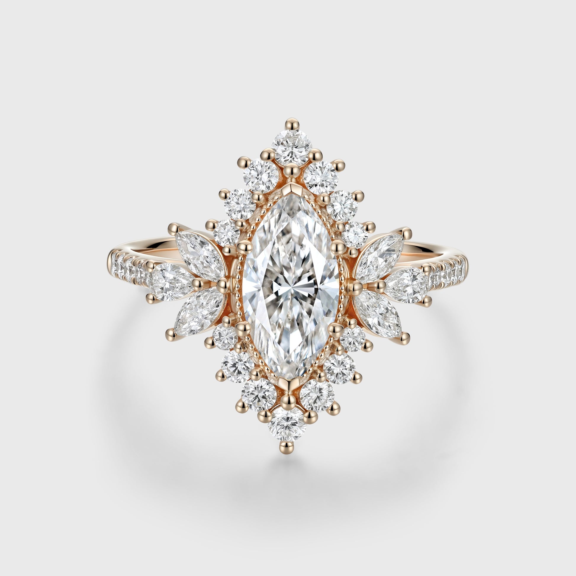 1.0CT~5.0CT Marquise cut Lab grown Diamond Halo Engagement Ring