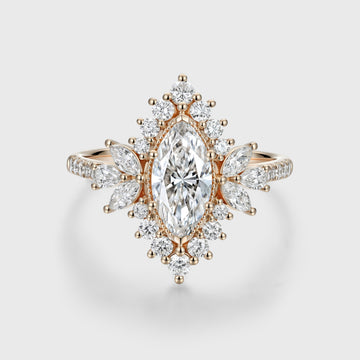 1.0CT~5.0CT Marquise cut Lab grown Diamond Halo Engagement Ring