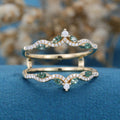Double Moss Agate | Diamonds Curved Wedding Band