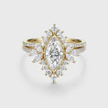 1.0CT~5.0CT Marquise cut Lab grown Diamond Halo Engagement Ring Set Luxury Pave Everyday Stackable Set