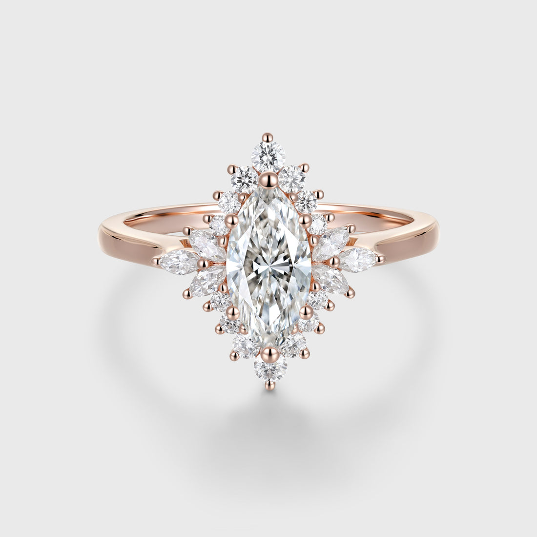 1.0CT~5.0CT Marquise cut Lab grown Diamond Halo Engagement Ring