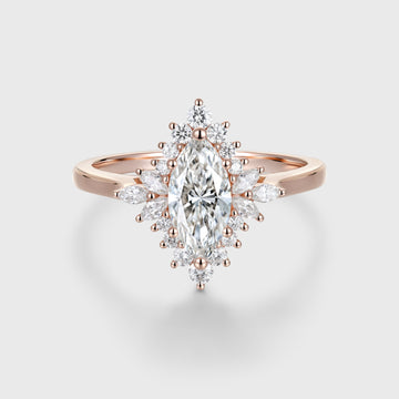 1.0CT~5.0CT Marquise cut Lab grown Diamond Halo Engagement Ring