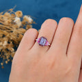 Radiant Cut lab Alexandrite  Cluster Engagement Ring 