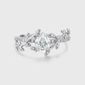 Nature Inspired Pear cut Moissanite Leaf Gold Engagement Ring