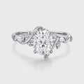 Nature Inspired Oval cut Moissanite Leaf Gold Engagement Ring