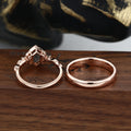 Long Hexagon cut Moss Agate + Diamonds Couple Ring Set His and Hers Wedding Bridal Set